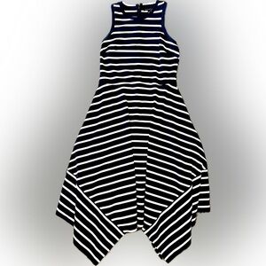Banana Republic Navy & White Striped MIDI Dress | Size 12